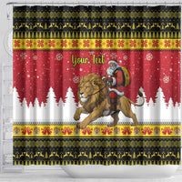 Belgium Christmas Personalized Shower Curtain Santa Riding Lion - Wonder Print Shop