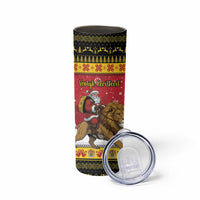 Belgium Christmas Personalized Skinny Tumbler Santa Riding Lion - Wonder Print Shop