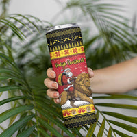 Belgium Christmas Personalized Skinny Tumbler Santa Riding Lion - Wonder Print Shop