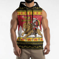 Belgium Christmas Personalized Sleeveless Hoodie Santa Riding Lion - Wonder Print Shop