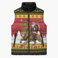 Belgium Christmas Personalized Sleeveless Puffer Jacket Santa Riding Lion - Wonder Print Shop