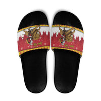 Belgium Christmas Personalized Slide Sandals Santa Riding Lion - Wonder Print Shop