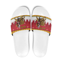 Belgium Christmas Personalized Slide Sandals Santa Riding Lion - Wonder Print Shop