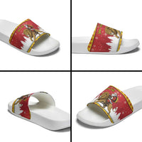 Belgium Christmas Personalized Slide Sandals Santa Riding Lion - Wonder Print Shop