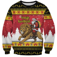 Belgium Christmas Personalized Sweatshirt Santa Riding Lion - Wonder Print Shop