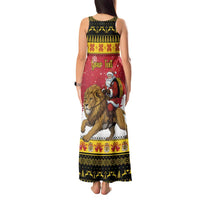 Belgium Christmas Personalized Tank Maxi Dress Santa Riding Lion - Wonder Print Shop