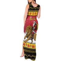 Belgium Christmas Personalized Tank Maxi Dress Santa Riding Lion - Wonder Print Shop