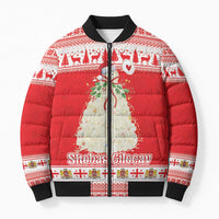Georgia Christmas Chichilaki Bomber Puffer Jacket Celebrate Georgian Tradition - Wonder Print Shop