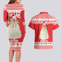Georgia Christmas Chichilaki Couples Matching Long Sleeve Bodycon Dress and Hawaiian Shirt Celebrate Georgian Tradition - Wonder Print Shop