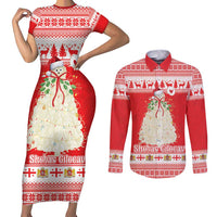 Georgia Christmas Chichilaki Couples Matching Short Sleeve Bodycon Dress and Long Sleeve Button Shirt Celebrate Georgian Tradition - Wonder Print Shop