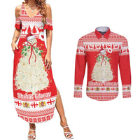 Georgia Christmas Chichilaki Couples Matching Summer Maxi Dress and Long Sleeve Button Shirt Celebrate Georgian Tradition - Wonder Print Shop