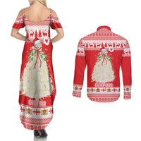 Georgia Christmas Chichilaki Couples Matching Summer Maxi Dress and Long Sleeve Button Shirt Celebrate Georgian Tradition - Wonder Print Shop