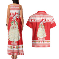 Georgia Christmas Chichilaki Couples Matching Tank Maxi Dress and Hawaiian Shirt Celebrate Georgian Tradition - Wonder Print Shop