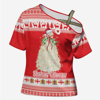 Georgia Christmas Chichilaki Cross Shoulder Shirt Celebrate Georgian Tradition - Wonder Print Shop