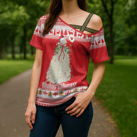 Georgia Christmas Chichilaki Cross Shoulder Shirt Celebrate Georgian Tradition - Wonder Print Shop