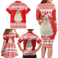 Georgia Christmas Chichilaki Family Matching Long Sleeve Bodycon Dress and Hawaiian Shirt Celebrate Georgian Tradition - Wonder Print Shop