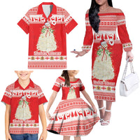 Georgia Christmas Chichilaki Family Matching Off The Shoulder Long Sleeve Dress and Hawaiian Shirt Celebrate Georgian Tradition - Wonder Print Shop