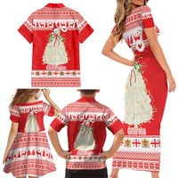 Georgia Christmas Chichilaki Family Matching Short Sleeve Bodycon Dress and Hawaiian Shirt Celebrate Georgian Tradition - Wonder Print Shop