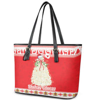 Georgia Christmas Chichilaki Leather Tote Bag Celebrate Georgian Tradition - Wonder Print Shop