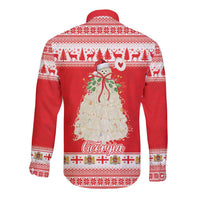 Georgia Christmas Chichilaki Long Sleeve Button Shirt Celebrate Georgian Tradition - Wonder Print Shop