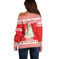 Georgia Christmas Chichilaki Off Shoulder Sweater Celebrate Georgian Tradition - Wonder Print Shop