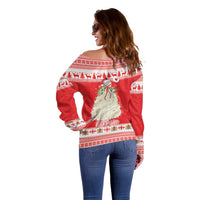 Georgia Christmas Chichilaki Off Shoulder Sweater Celebrate Georgian Tradition - Wonder Print Shop