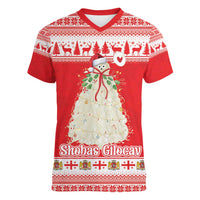 Georgia Christmas Chichilaki Women V-Neck T-Shirt Celebrate Georgian Tradition - Wonder Print Shop