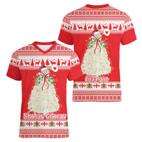 Georgia Christmas Chichilaki Women V-Neck T-Shirt Celebrate Georgian Tradition - Wonder Print Shop