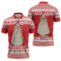 Georgia Christmas Chichilaki Zipper Polo Shirt Celebrate Georgian Tradition - Wonder Print Shop