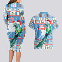 Guatemala Christmas Couples Matching Long Sleeve Bodycon Dress and Hawaiian Shirt Resplendent Queztal Libre Crezca Fecundo - Wonder Print Shop