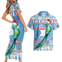 Guatemala Christmas Couples Matching Short Sleeve Bodycon Dress and Hawaiian Shirt Resplendent Queztal Libre Crezca Fecundo - Wonder Print Shop