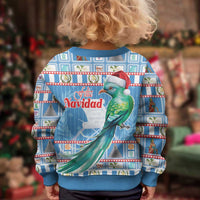 Guatemala Christmas Kid Ugly Christmas Sweater Resplendent Queztal Libre Crezca Fecundo - Wonder Print Shop