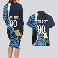 Custom Guatemala Football Couples Matching Long Sleeve Bodycon Dress and Hawaiian Shirt Los Chapines Go Champion - Wonder Print Shop