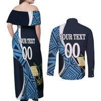 Custom Guatemala Football Couples Matching Off Shoulder Maxi Dress and Long Sleeve Button Shirt Los Chapines Go Champion - Wonder Print Shop