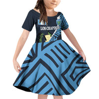 Custom Guatemala Football Family Matching Off Shoulder Short Dress and Hawaiian Shirt Los Chapines Go Champion - Wonder Print Shop