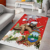 Christmas Costa Rica Area Rug A Cheerful Sloth Wearing a Santa Hat - Wonder Print Shop