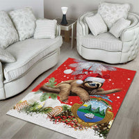Christmas Costa Rica Area Rug A Cheerful Sloth Wearing a Santa Hat - Wonder Print Shop