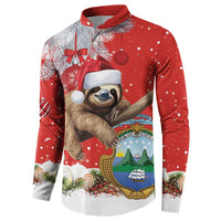 Christmas Costa Rica Button Sweatshirt A Cheerful Sloth Wearing a Santa Hat - Wonder Print Shop