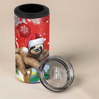 Costa Rica Christmas 4 in 1 Can Cooler Tumbler A Cheerful Sloth Wearing a Santa Hat - Wonder Print Shop