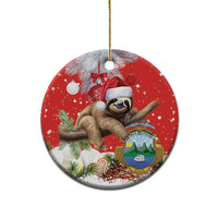 Costa Rica Christmas Ceramic Ornament A Cheerful Sloth Wearing a Santa Hat - Wonder Print Shop