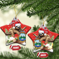 Costa Rica Christmas Ceramic Ornament A Cheerful Sloth Wearing a Santa Hat - Wonder Print Shop