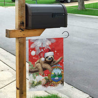 Christmas Costa Rica Garden Flag A Cheerful Sloth Wearing a Santa Hat - Wonder Print Shop
