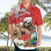 Christmas Costa Rica Hawaiian Shirt A Cheerful Sloth Wearing a Santa Hat - Wonder Print Shop