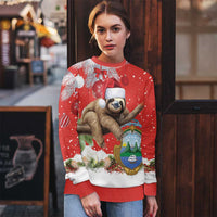 Costa Rica Christmas Ugly Christmas Sweater A Cheerful Sloth Wearing a Santa Hat - Wonder Print Shop