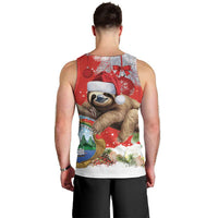 Christmas Costa Rica Men Tank Top A Cheerful Sloth Wearing a Santa Hat - Wonder Print Shop