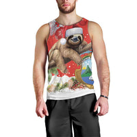 Christmas Costa Rica Men Tank Top A Cheerful Sloth Wearing a Santa Hat - Wonder Print Shop