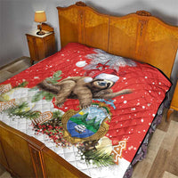 Christmas Costa Rica Quilt A Cheerful Sloth Wearing a Santa Hat - Wonder Print Shop