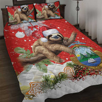 Christmas Costa Rica Quilt Bed Set A Cheerful Sloth Wearing a Santa Hat - Wonder Print Shop