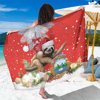 Christmas Costa Rica Sarong A Cheerful Sloth Wearing a Santa Hat - Wonder Print Shop