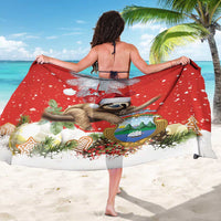 Christmas Costa Rica Sarong A Cheerful Sloth Wearing a Santa Hat - Wonder Print Shop
